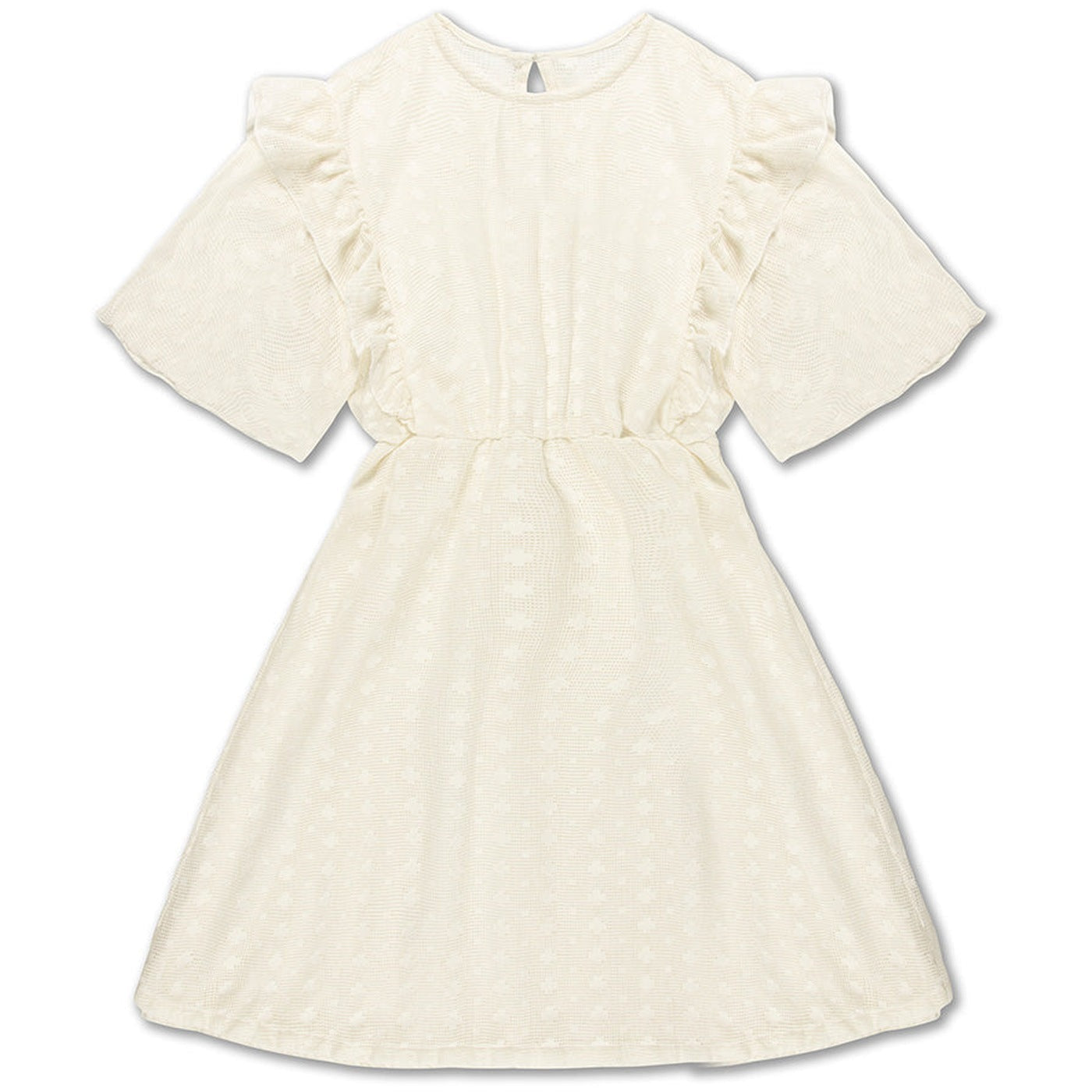 Ruffle Dress - Graphic Lace Summer Nude