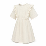 Repose AMS Ruffle Dress - Graphic Lace Summer Nude, three quarter view