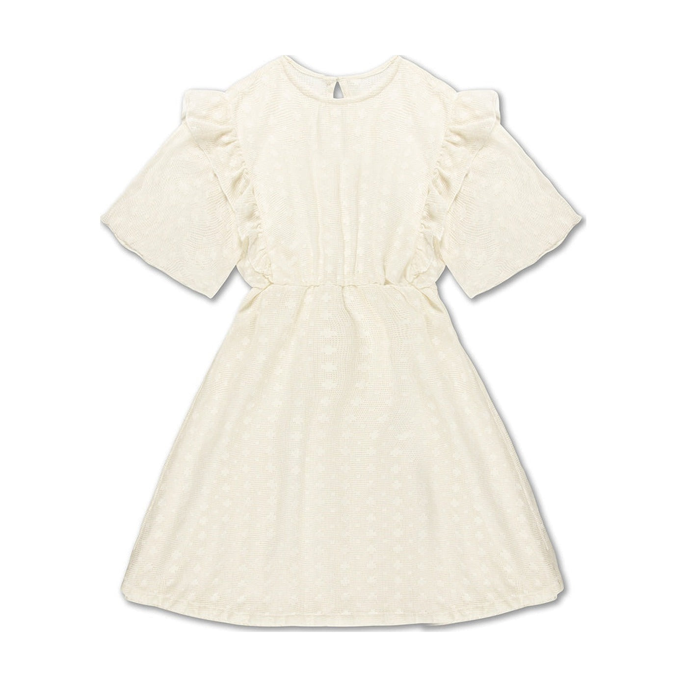 Repose AMS Ruffle Dress - Graphic Lace Summer Nude