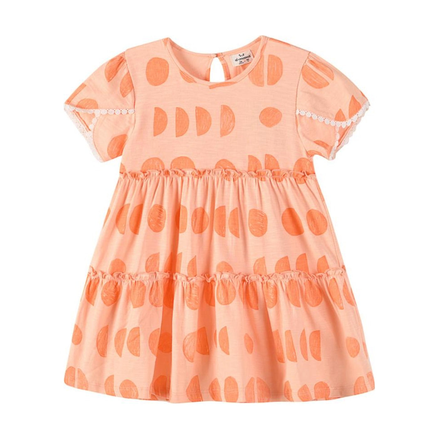 Aimama Ruffle Orange Circle Print Dress