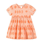 Aimama Ruffle Orange Circle Print Dress
