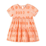 Aimama Ruffle Orange Circle Print Dress