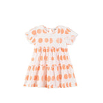 Aimama Ruffle Orange Circle Print Dress