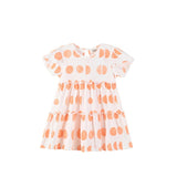 Aimama Ruffle Orange Circle Print Dress