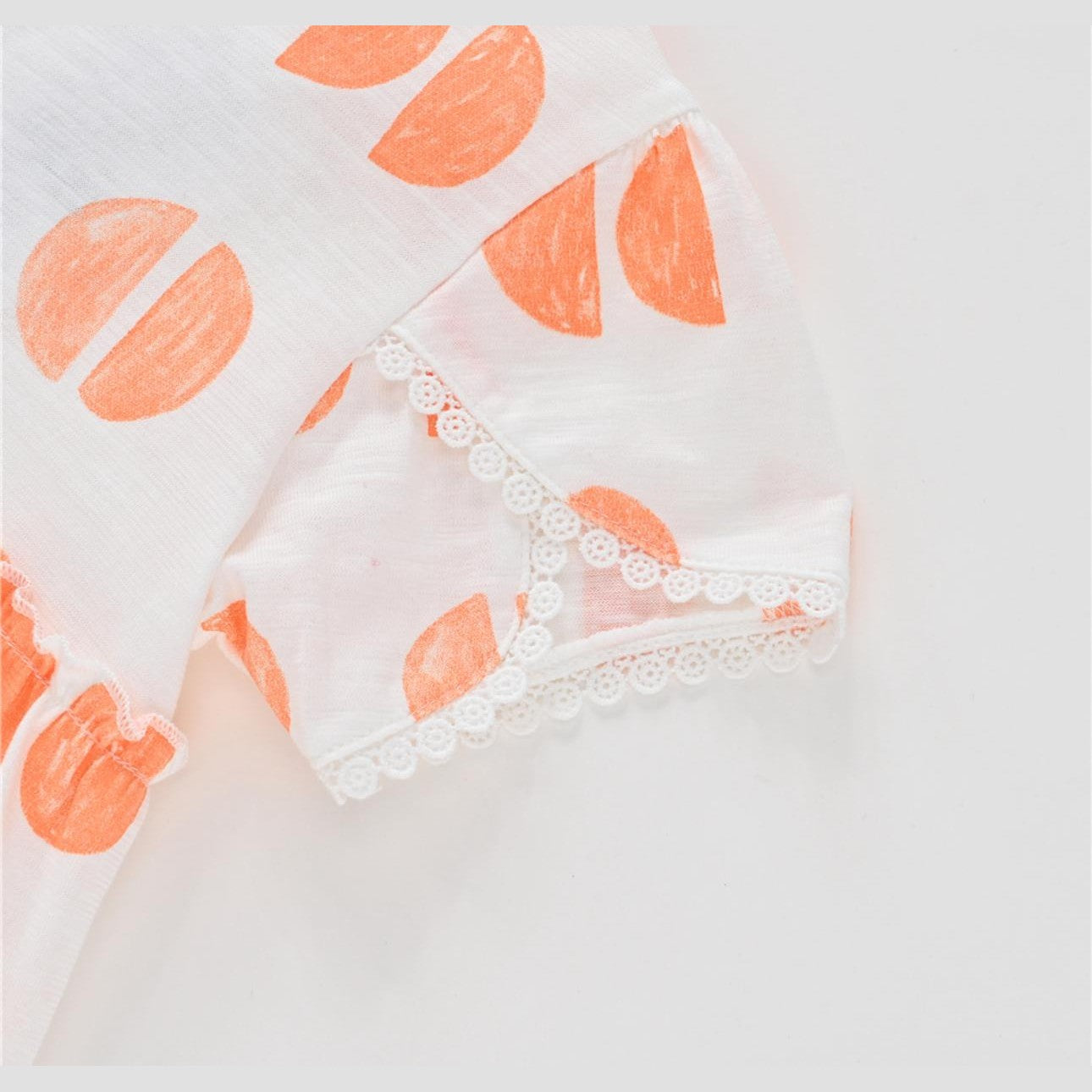 Aimama Ruffle Orange Circle Print Dress