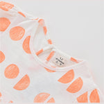 Aimama Ruffle Orange Circle Print Dress