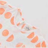 Aimama Ruffle Orange Circle Print Dress