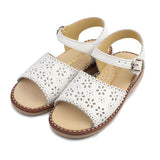Aladino Lidia White Leather Flower Sandals