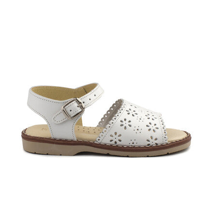 Aladino Lidia White Leather Flower Sandals
