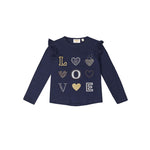 UBS2 Love Hearts Long Sleeve Top Navy