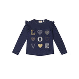 UBS2 Love Hearts Long Sleeve Top Navy