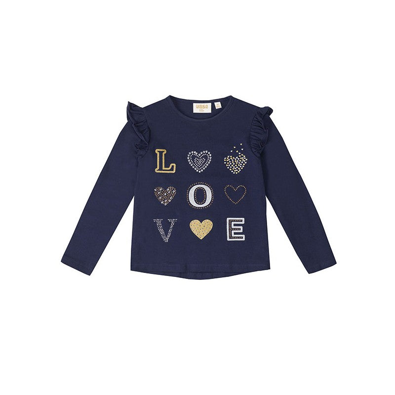 UBS2 Love Hearts Long Sleeve Top Navy