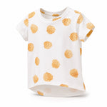Aimama Orange Polka Dots Tee, three quarter view