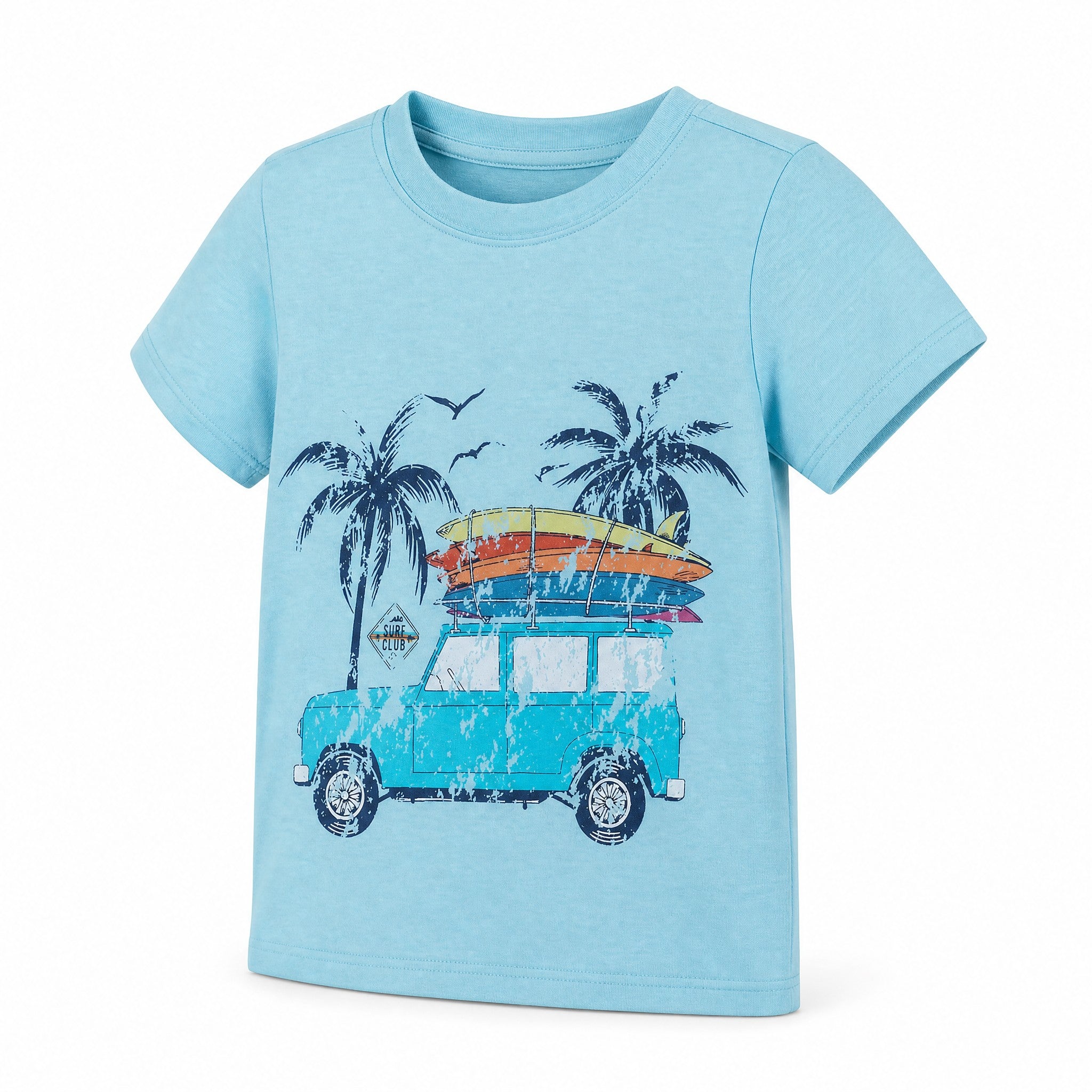 ANDY & EVAN Surf Wagon Graphic Tee - Aqua Mint, three quarter view