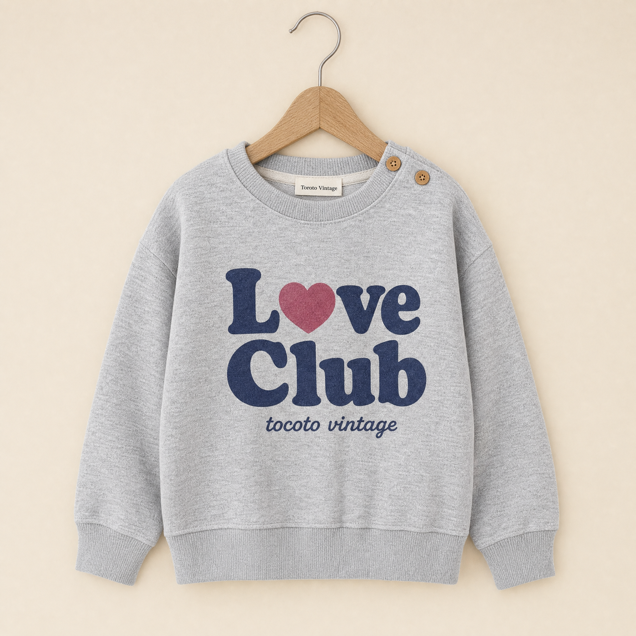 Grey "Love Club" Sweatshirt | TOCOTO VINTAGE (studio render 1)