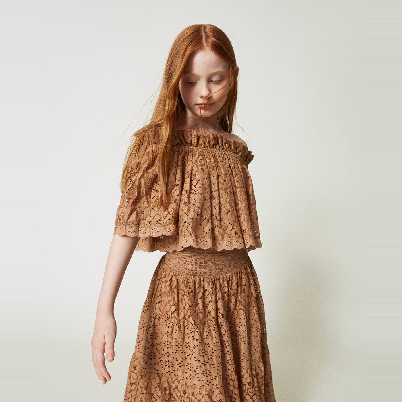 Twinset Tobacco Lace Blouse