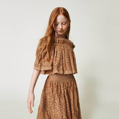 Twinset Tobacco Lace Blouse