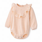 Tocoto Vintage Ruffled Yoke Bodysuit Pink, three quarter view