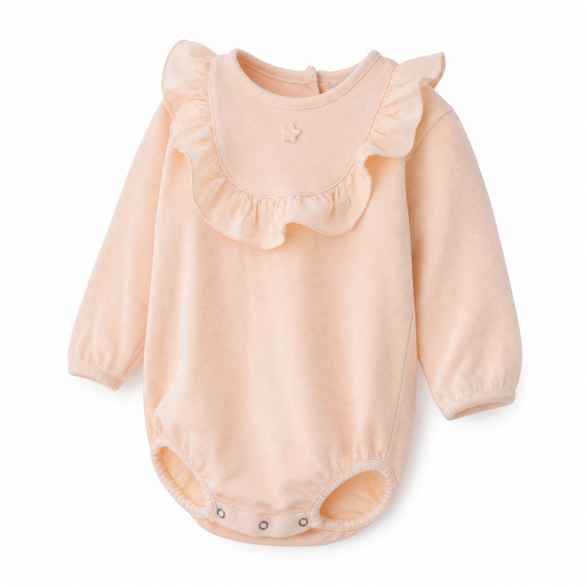 Tocoto Vintage Ruffled Yoke Bodysuit Pink, three quarter view