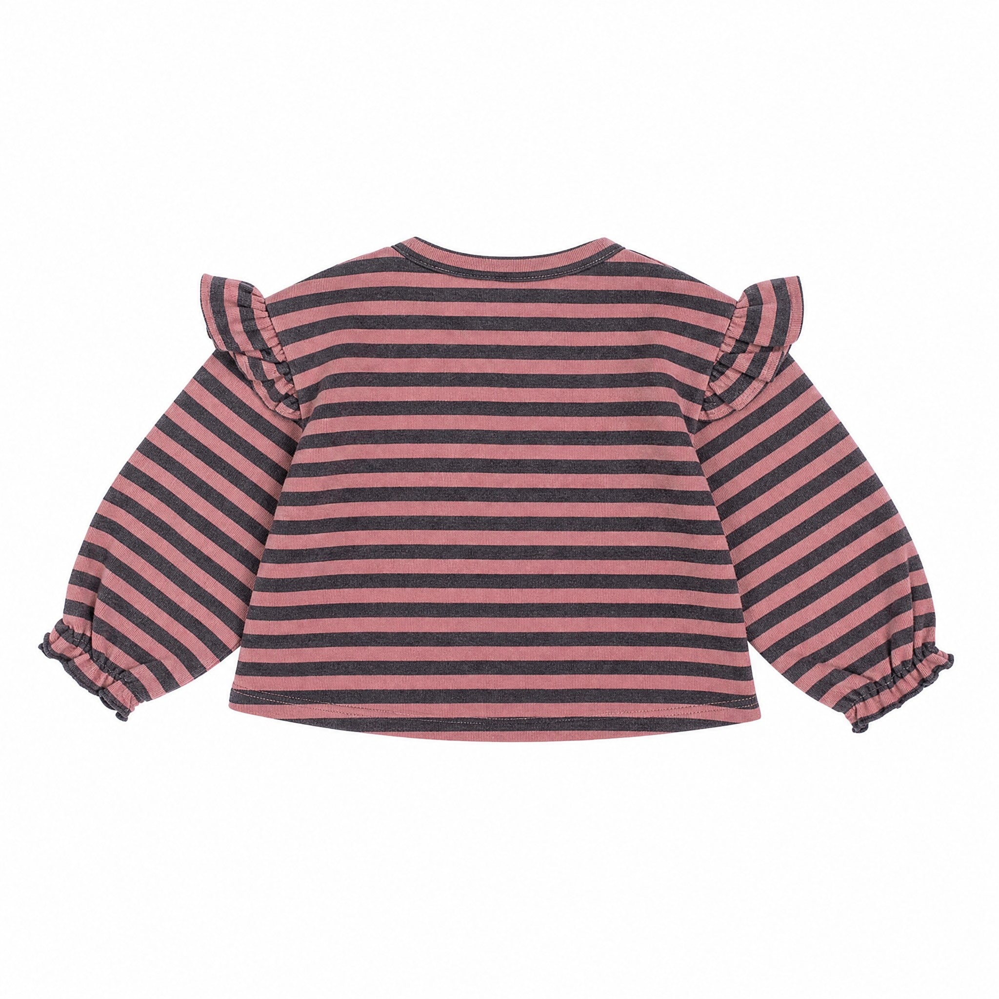Tocoto Vintage Striped Baby Tee Salmon, back view
