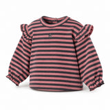 Tocoto Vintage Striped Baby Tee Salmon, three quarter view