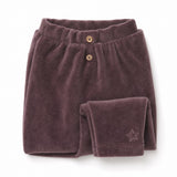 Tocoto Vintage Velvet Relaxed Trousers, Plum, three quarter view