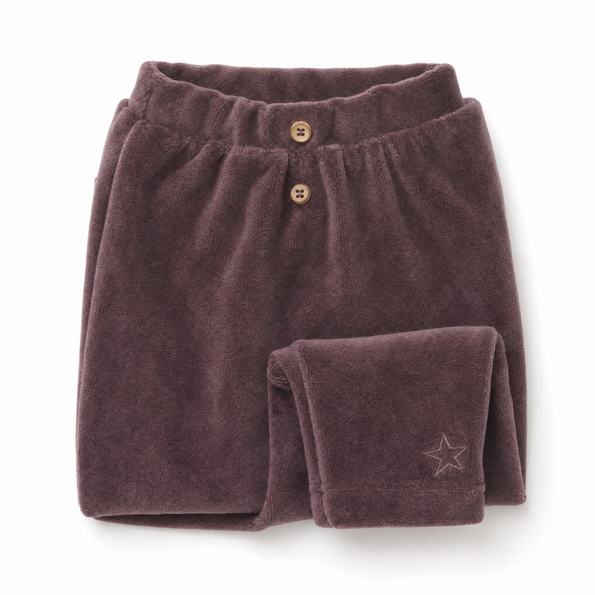 Tocoto Vintage Velvet Relaxed Trousers, Plum, three quarter view