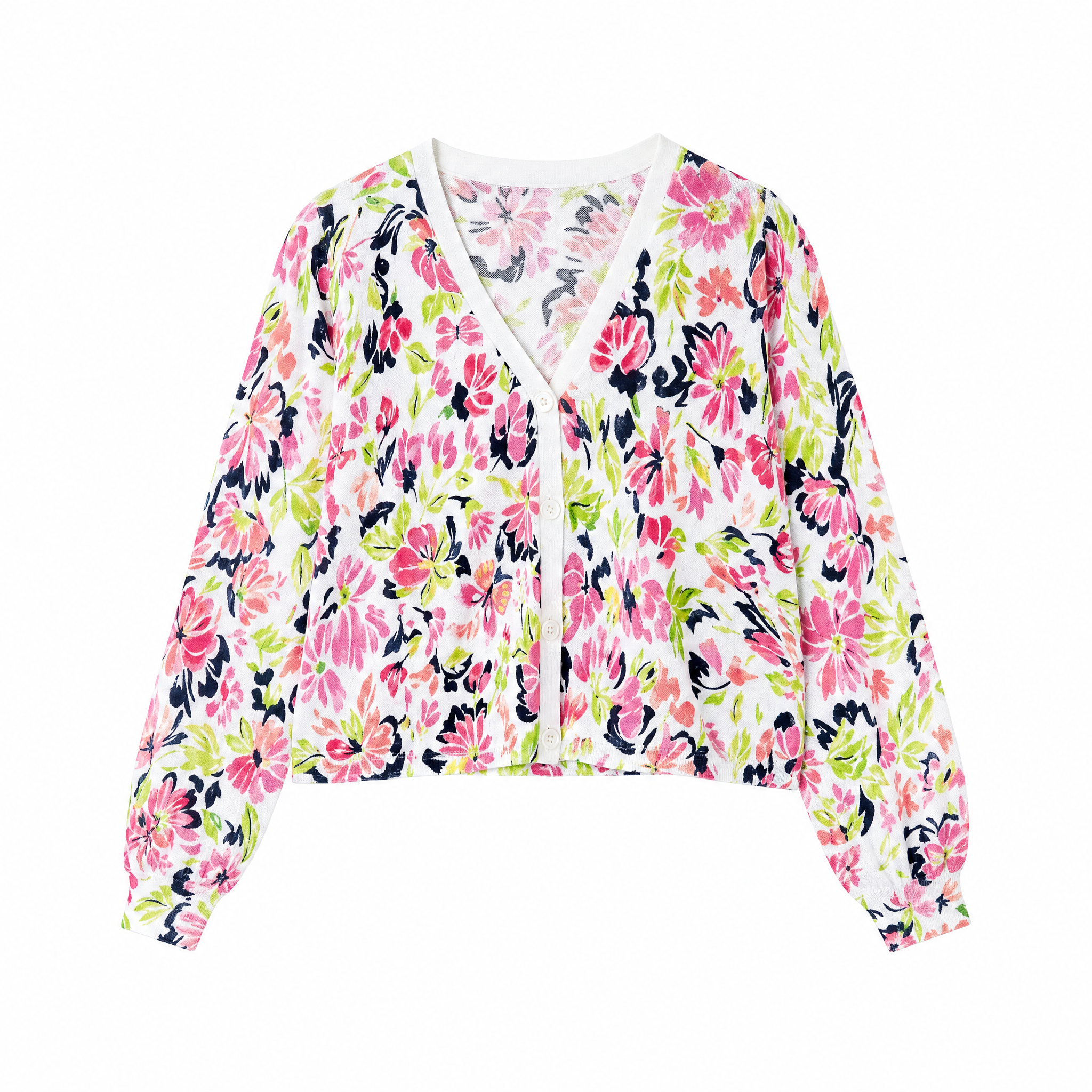 Twinset Printed knit cardigan, front, flat on white