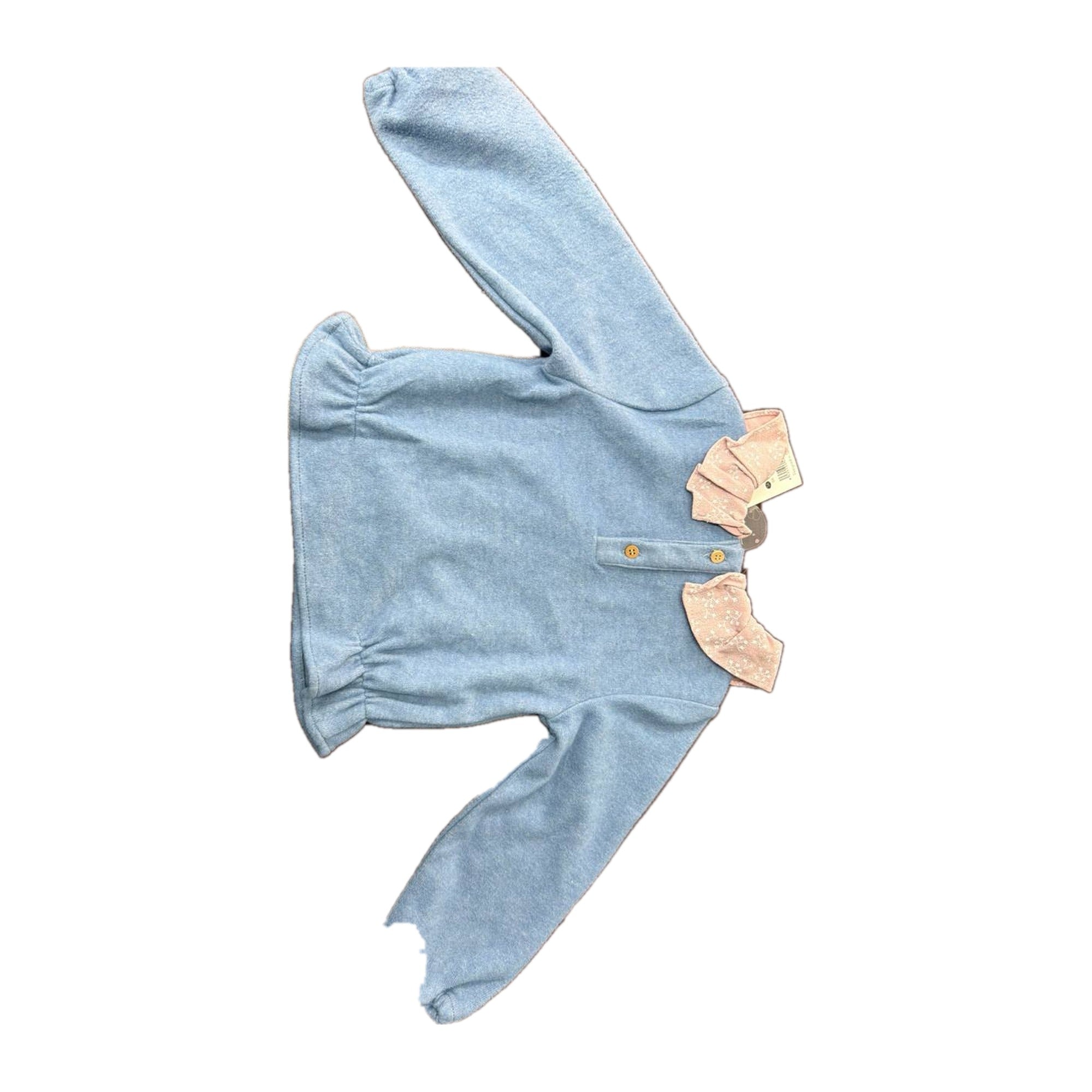 Velour Top Ruffle Collar Blue | DADATI
