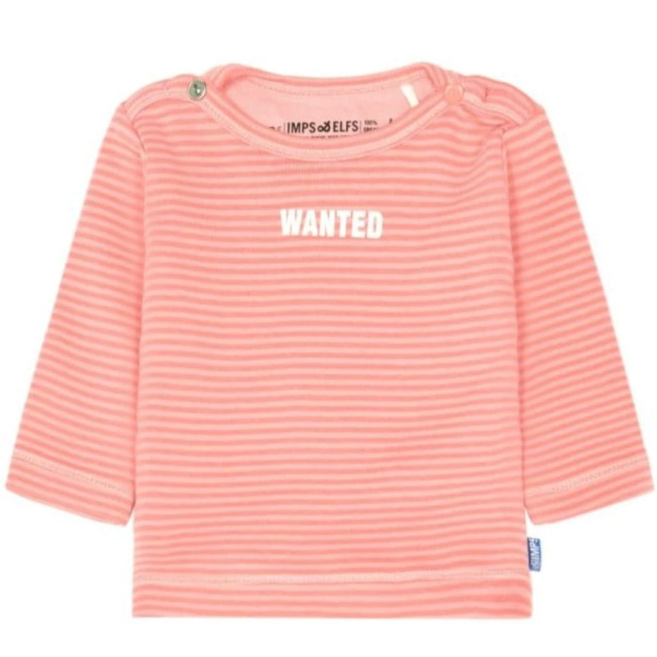 Imps & Elfs Cotton Long Sleeve Stripe T-Shirt "Wanted" for Mini Girls and Mini Boys From Newborn to 1Y