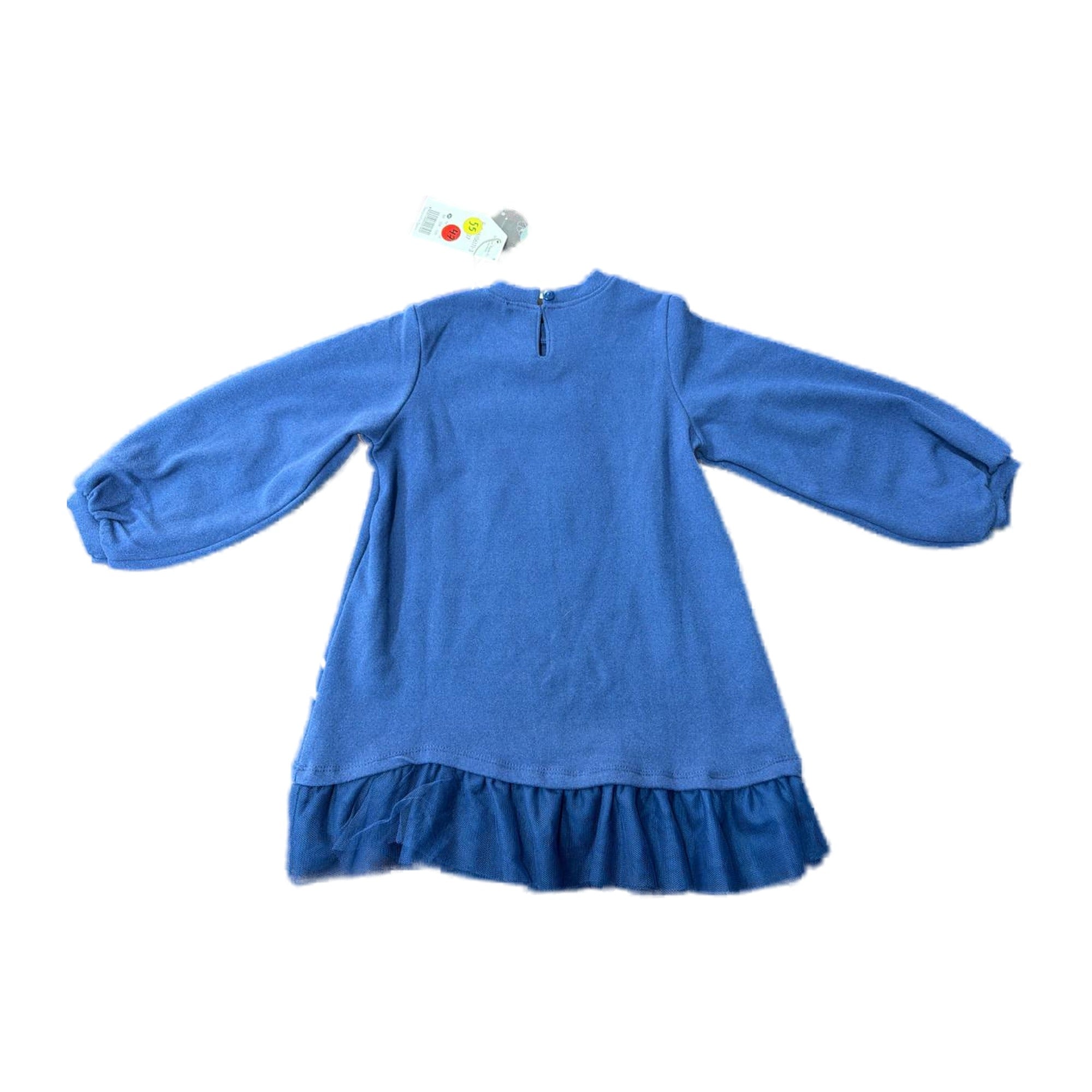Fleece Dress Tulle Hem Navy | DADATI