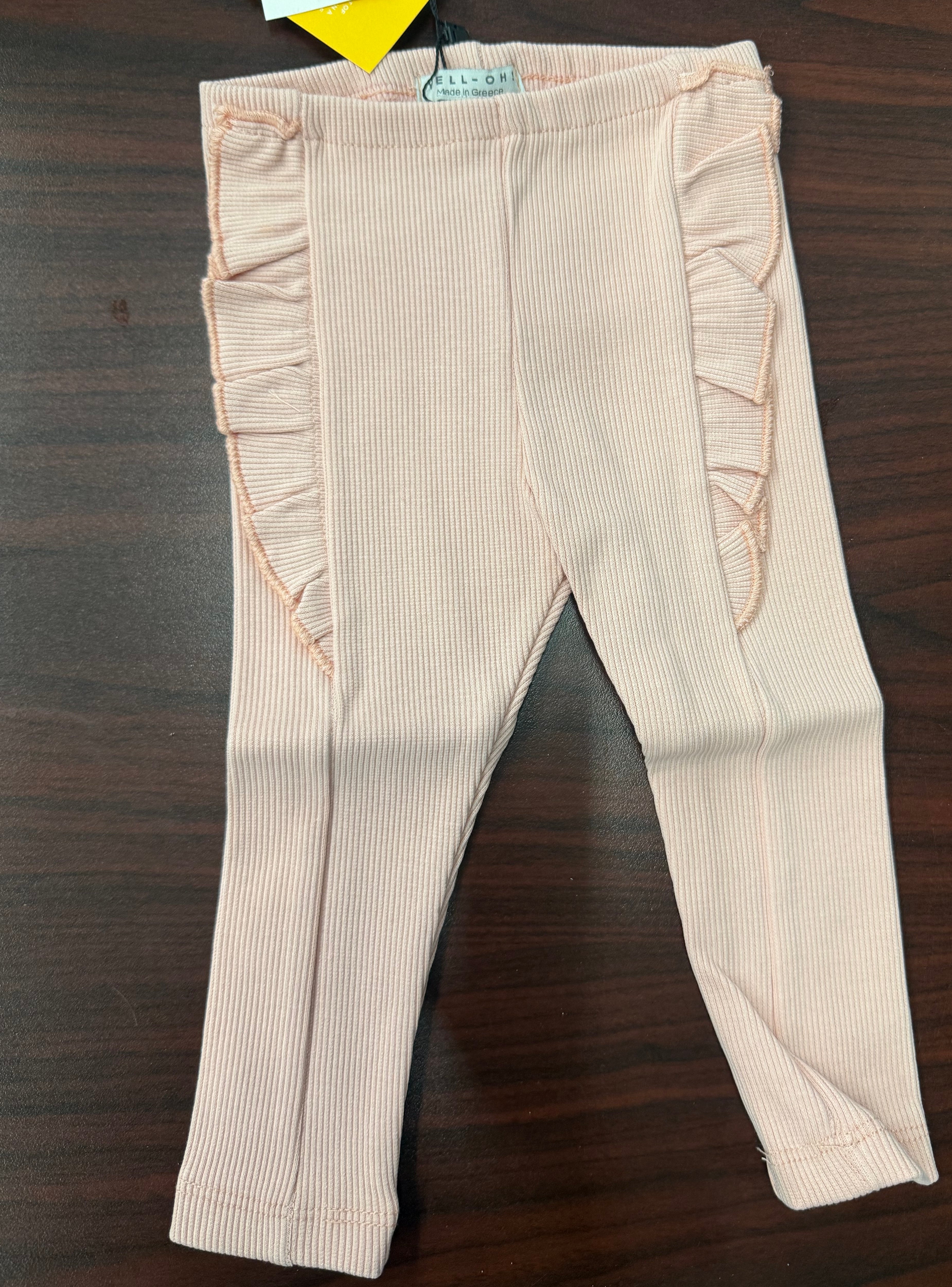 Pink ribbed leggings with frilled cuffs by Yell-oh, kids