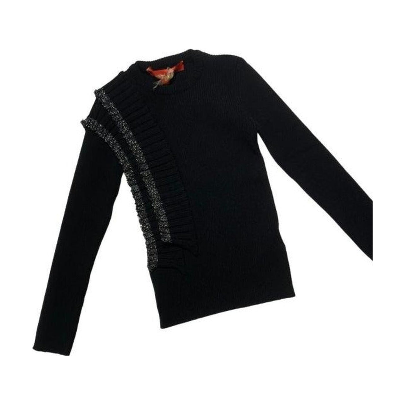 Loredana Black Ruffle Knit Sweater