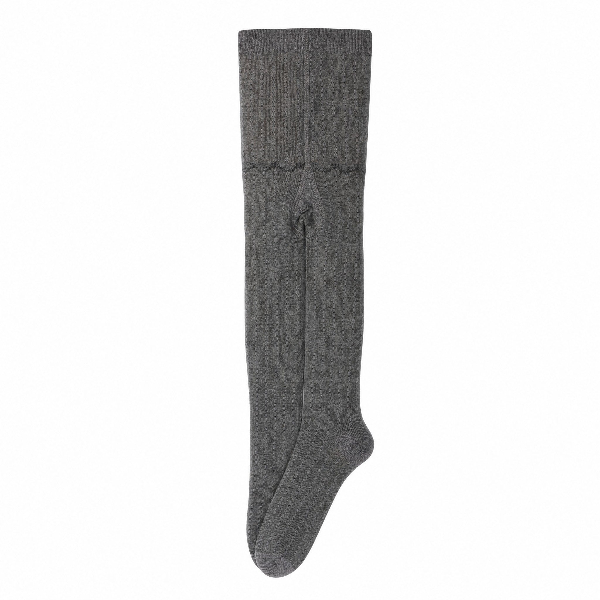 Zubii Scalloped Bow Texture Tights Grey, back view