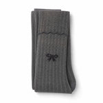 Zubii Scalloped Bow Texture Tights Grey, three quarter view