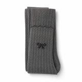 Zubii Scalloped Bow Texture Tights Grey, three quarter view