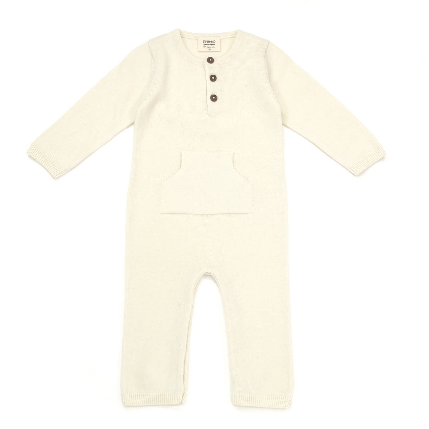 Viverano Organics| Milan Pastel Kangaroo Knit Coverall Romper (Organic Cotton) Mini Kids 0-12M
