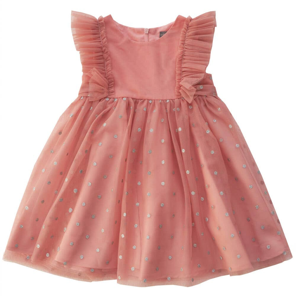 Coral Tulle Polka Dot Dress - CapuletKids