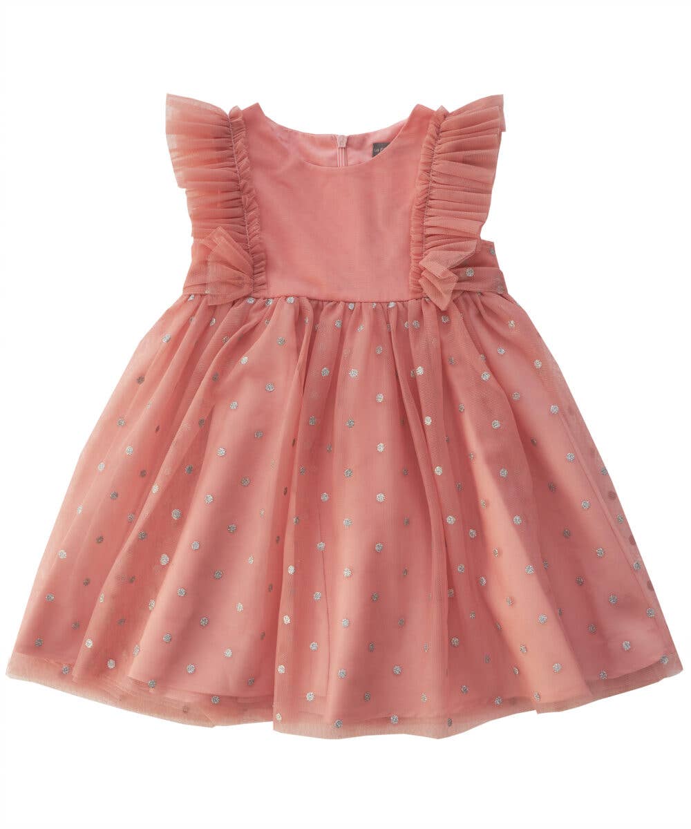 Coral Tulle Polka Dot Dress - CapuletKids