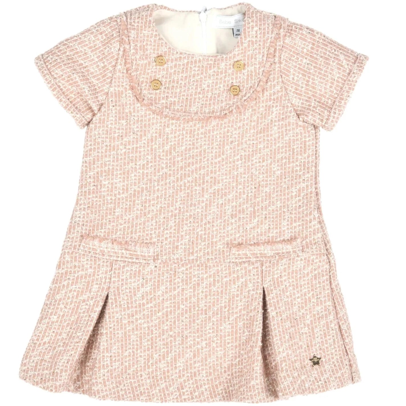 Bébé Sweeny Bridgette Dress in Grey/ Pink & Gold Tweed for Baby Girls 18 m - 4Y - CapuletKids