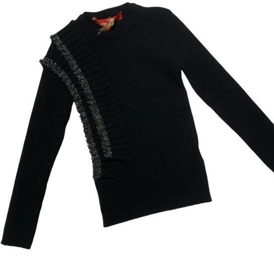 Loredana Prima Black Sweater with Glitter Details for Girls - CapuletKids