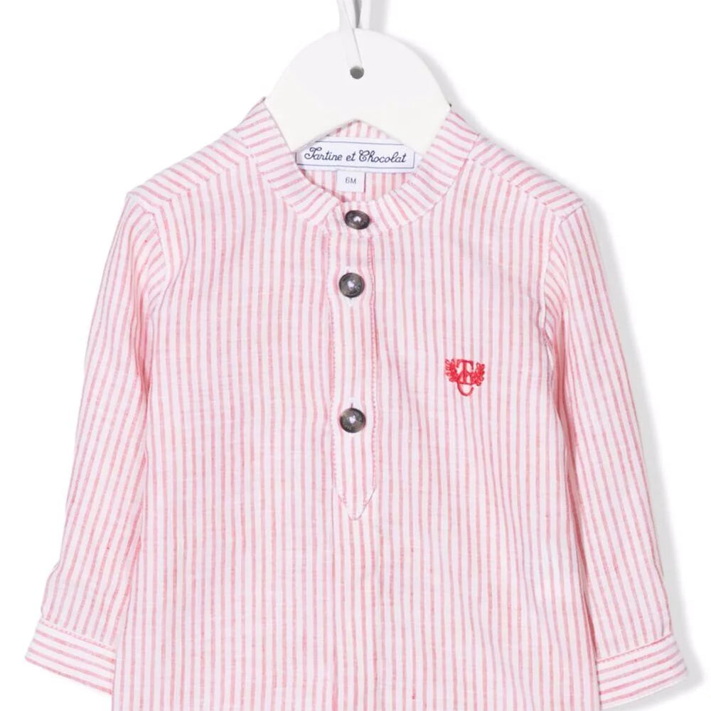 Tartine Et Chocolat Embroidered-Logo Striped Top - CapuletKids