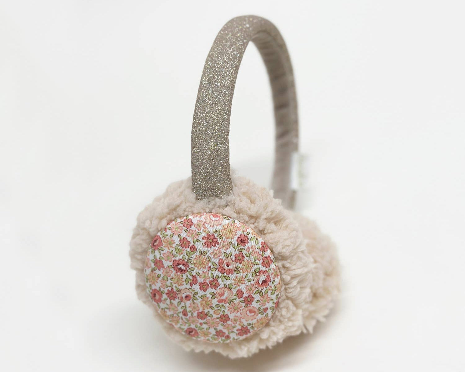 Margot Floral Quilted Earmuffs with Gold Headband