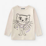 100% Cotton Long Sleeve Shirt with a Cat | NAADA - CapuletKids