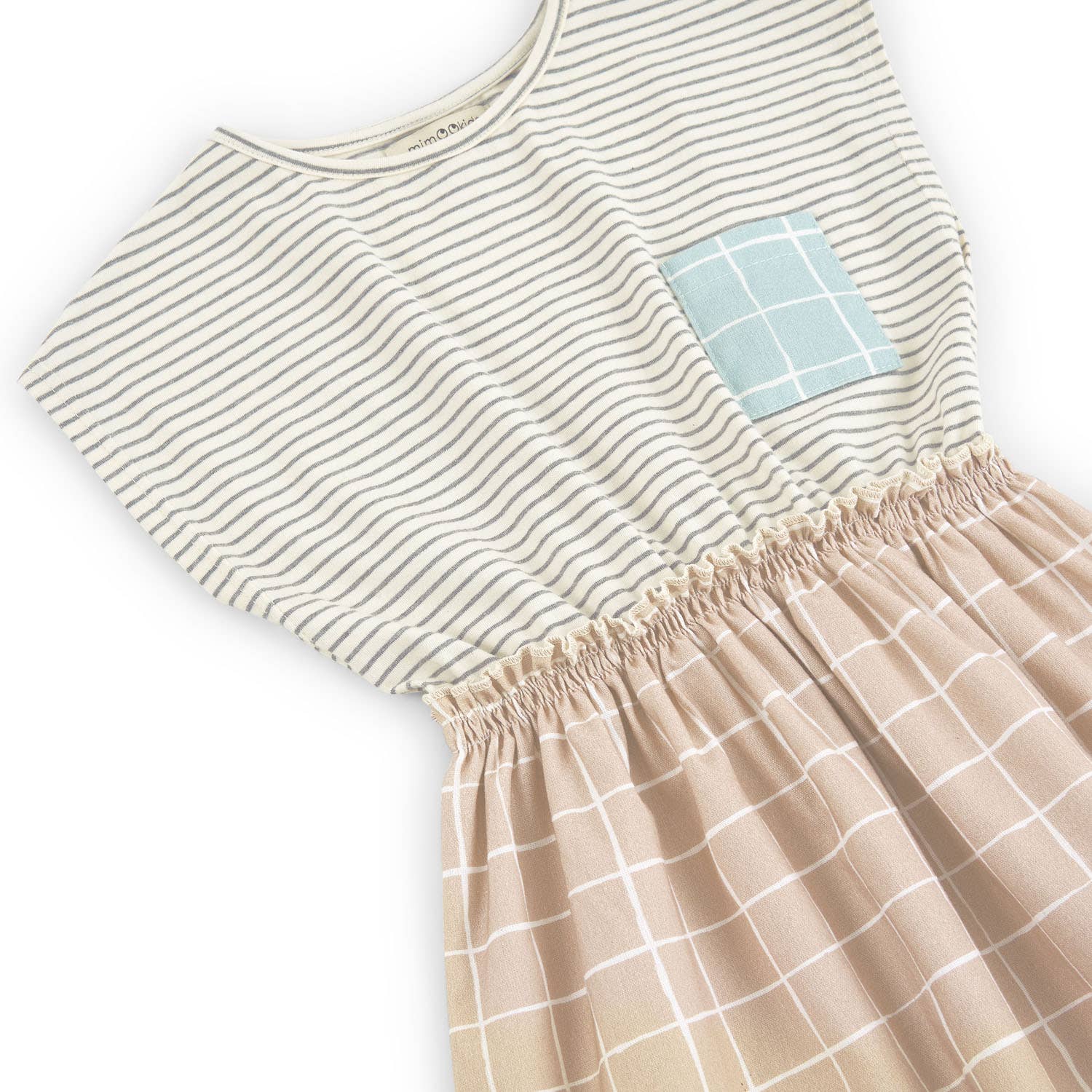 mimOOkids Barcelona - The Montessori Brand /  Combined Dress Organic Recycled Cotton Checkers for Mini Girls and Baby Girls - CapuletKids