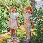mimOOkids Barcelona - The Montessori Brand /  Combined Dress Organic Recycled Cotton Checkers for Mini Girls and Baby Girls - CapuletKids