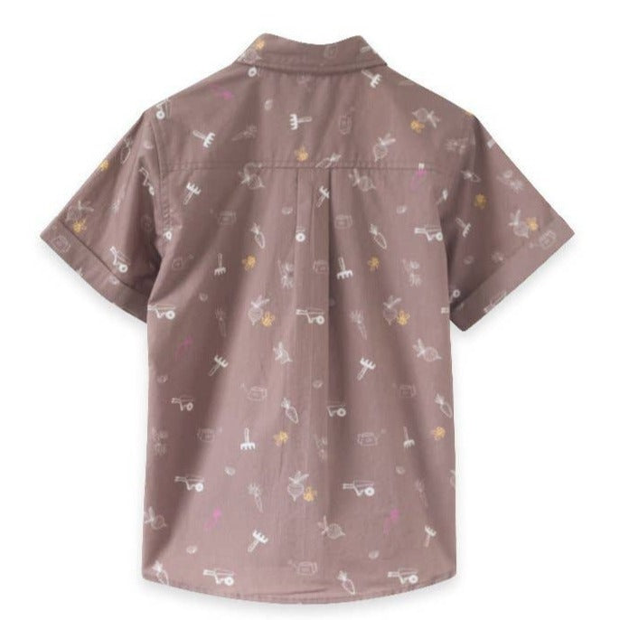 Beet World Collar Cotton Shirt With Garden Tools for Boys - CapuletKids