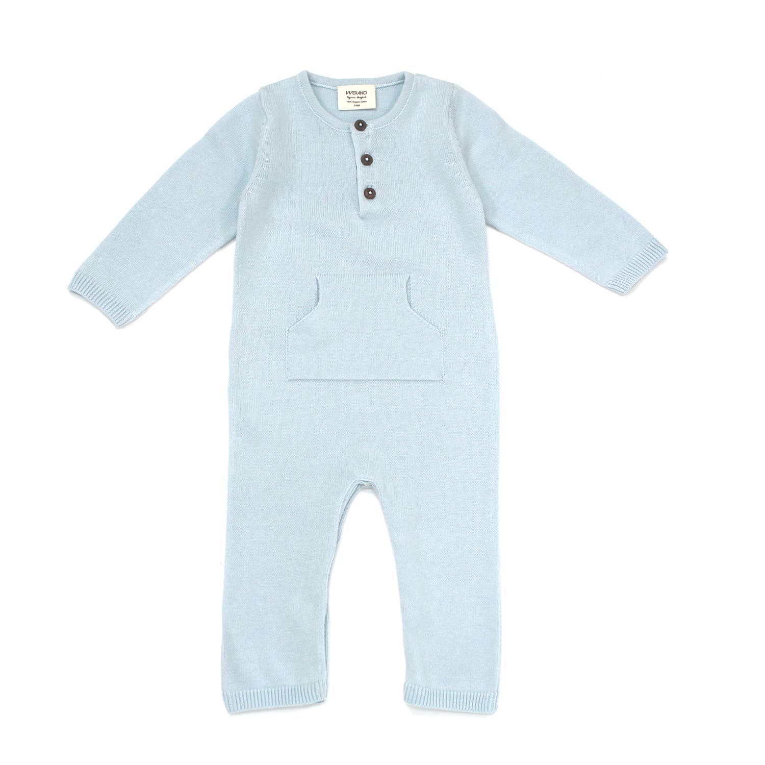 Viverano Organics| Milan Pastel Kangaroo Knit Coverall Romper (Organic Cotton) Mini Kids 0-12M - CapuletKids