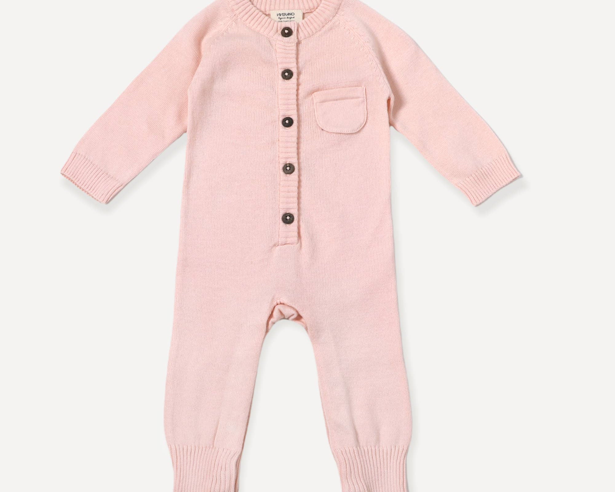 Viverano Organics| Milan Pastel Button Coverall Sweater Knit (Organic Cotton) for Newborn and Mini Kids 0-18 M
