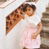 mimOOkids Barcelona Organic Cotton Pink Almonds Dress in Combined fabrics for Baby Girls and Girls 2Y - 6Y - CapuletKids